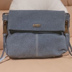 Aimee Kestenberg 'Denim Look' GENUINE LEATHER Crossbody Bag